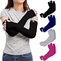 RRC UV Sun Protection Arm Sleeves for Men &amp; Women, UPF 50 Arm Cover for Outdoor Sports. Biking,Cricket,Cycling, Golf Winter Special Black Color - 1 Pair