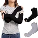 RRC UV Sun Protection Arm Sleeves for Men &amp; Women, UPF 50 Arm Cover for Outdoor Sports. Biking,Cricket,Cycling, Golf Winter Special Black Color - 1 Pair