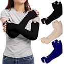 RRC UV Sun Protection Arm Sleeves for Men &amp; Women, UPF 50 Arm Cover for Outdoor Sports. Biking,Cricket,Cycling, Golf Winter Special Black Color - 1 Pair