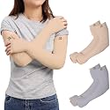 RRC UV Sun Protection Arm Sleeves for Men &amp; Women, UPF 50 Arm Cover for Outdoor Sports. Biking,Cricket,Cycling, Golf Winter Special Black Color - 1 Pair