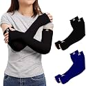 RRC UV Sun Protection Arm Sleeves for Men &amp; Women, UPF 50 Arm Cover for Outdoor Sports. Biking,Cricket,Cycling, Golf Winter Special Black Color - 1 Pair