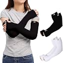 RRC UV Sun Protection Arm Sleeves for Men &amp; Women, UPF 50 Arm Cover for Outdoor Sports. Biking,Cricket,Cycling, Golf Winter Special Black Color - 1 Pair