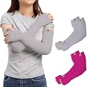 RRC UV Sun Protection Arm Sleeves for Men &amp; Women, UPF 50 Arm Cover for Outdoor Sports. Biking,Cricket,Cycling, Golf Winter Special Black Color - 1 Pair