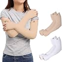 RRC UV Sun Protection Arm Sleeves for Men & Women, UPF 50 Arm Cover for Outdoor Sports. Biking,Cricket,Cycling, Golf Winter Special Black Color - 1 Pair