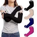 RRC UV Sun Protection Arm Sleeves for Men &amp; Women, UPF 50 Arm Cover for Outdoor Sports. Biking,Cricket,Cycling, Golf Winter Special Black Color - 1 Pair