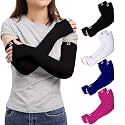RRC UV Sun Protection Arm Sleeves for Men &amp; Women, UPF 50 Arm Cover for Outdoor Sports. Biking,Cricket,Cycling, Golf Winter Special Black Color - 1 Pair