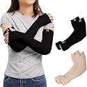 RRC UV Sun Protection Arm Sleeves for Men &amp; Women, UPF 50 Arm Cover for Outdoor Sports. Biking,Cricket,Cycling, Golf Winter Special Black Color - 1 Pair