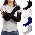 RRC UV Sun Protection Arm Sleeves for Men &amp; Women, UPF 50 Arm Cover for Outdoor Sports. Biking,Cricket,Cycling, Golf Winter Special Black Color - 1 Pair