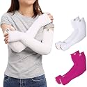 RRC UV Sun Protection Arm Sleeves for Men &amp; Women, UPF 50 Arm Cover for Outdoor Sports. Biking,Cricket,Cycling, Golf Winter Special Black Color - 1 Pair