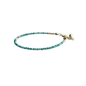 natural amazonite 2mm round shape faceted cut gemstone beads 7 inch adjustable gold plated clasp bracelet for men women natural gemstone link bracelet  lcbr_00060