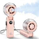 Rrtizan Handheld Misting Fan Portable - Small Personal Mister Fan Blow Cold Air,5000mAh Rechargeable Battery,Water Spray Cooling for Summer Outdoor Travel Beach Lash Makeup,Gifts for Women (Pink)