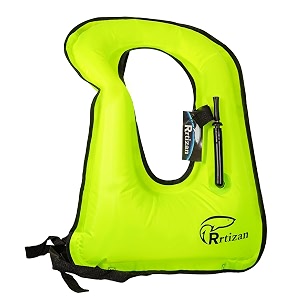 rrtizan snorkel vest adults portable inflatable swim vest jackets for snorkeling swimming diving safetygreen