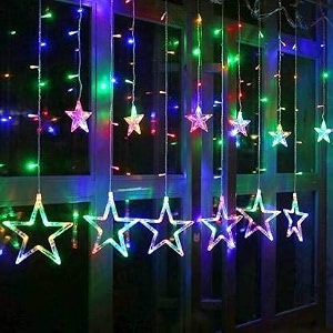 rsct star curtain led lights 12 stars138 string led light 25 meter for christmas decoration-strip led light for party birthday valentine rooms decor-christmas multi