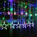 RSCT Star Curtain Led Lights 12 Stars,138 String Led Light 2.5 Meter for Christmas Decoration-Strip Led Light for Party Birthday Valentine Rooms Decor-Christmas (Multi)