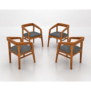 solid sheesham wood arm chair set of 4 for living room  armchair for outdoor amp balcony  four seater sofa chair  dining chair  rosewood natural finish