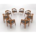 Solid Sheesham Wood Arm Chair Set of 8 for Living Room | Armchair for Outdoor &amp; Balcony | Eight Seater Sofa Chair | Dining Chair | Rosewood, Natural Finish