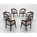 Solid Sheesham Wood Arm Chair Set of 6 for Living Room | Armchair for Outdoor &amp; Balcony | SIx Seater Sofa Chair | Dining Chair | Rosewood, Walnut Finish