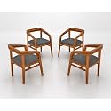 Solid Sheesham Wood Arm Chair Set of 4 for Living Room | Armchair for Outdoor &amp; Balcony | Four Seater Sofa Chair | Dining Chair | Rosewood, Natural Finish