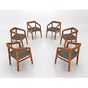 Solid Sheesham Wood Arm Chair Set of 6 for Living Room | Armchair for Outdoor &amp; Balcony | Six Seater Sofa Chair | Dining Chair | Rosewood, Natural Finish