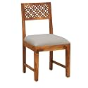 Solid Sheesham Wood Dining Chair Only | Wooden Dinning Chair with Cushion for Kitchen &amp; Dining Room | Rosewood, Rustic Teak Finish (1 Seat)