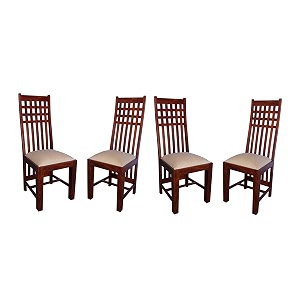 solid sheesham wood set of 4 dining chairs only  wooden four seater dinning chair with cushion for kitchen amp dining room  rosewood natural 4 seats