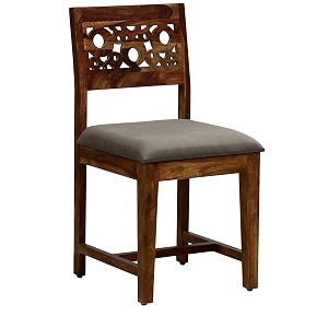 solid sheesham wood set of 4 dining chairs only  wooden four seater dinning chair with cushion for kitchen amp dining room  rosewood provincial teak finish 4 seats