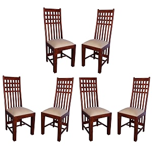 solid sheesham wood set of 6 dining chairs only  wooden six seater dinning chair with cushion for kitchen amp dining room  rosewood natural 6 seats