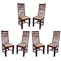 Solid Sheesham Wood Set of 6 Dining Chairs Only | Wooden Six Seater Dinning Chair with Cushion for Kitchen &amp; Dining Room | Rosewood, Natural (6 Seats)