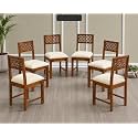 Solid Sheesham Wood Set of 6 Dining Chairs Only | Wooden Six Seater Dinning Chair with Cushion for Kitchen &amp; Dining Room | Rosewood, Rustic Teak Finish (6 Seats)