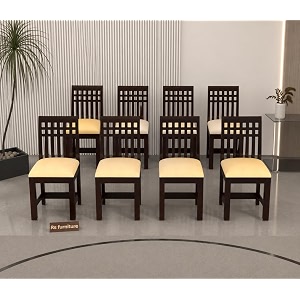 solid sheesham wood set of 8 dining chairs only  wooden eight seater dinning chair with cushion for kitchen amp dining room  rosewood walnut finish 8 seats