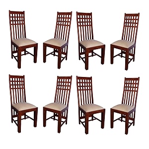 solid sheesham wood set of 8 dining chairs only  wooden eight seater dinning chair with cushion for kitchen amp dining room  rosewood natural 8 seats