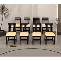 Solid Sheesham Wood Set of 8 Dining Chairs Only | Wooden Eight Seater Dinning Chair with Cushion for Kitchen &amp; Dining Room | Rosewood, Walnut Finish (8 Seats)