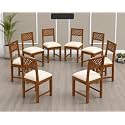 Solid Sheesham Wood Set of 8 Dining Chairs Only | Wooden Eight Seater Dinning Chair with Cushion for Kitchen &amp; Dining Room | Rosewood, Rustic Teak Finish (8 Seats)