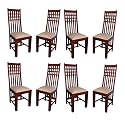 Solid Sheesham Wood Set of 8 Dining Chairs Only | Wooden Eight Seater Dinning Chair with Cushion for Kitchen &amp; Dining Room | Rosewood, Natural (8 Seats)