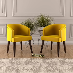 velvet dining chairs with cushions set of 2 for living room and office yellow set of 2
