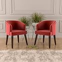 Velvet Dining Chairs with Cushions, Set of 2, for Living Room and Office (Red, Set of 2)