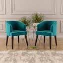 Velvet Dining Chairs with Cushions, Set of 2, for Living Room and Office (Blue, Set of 2)