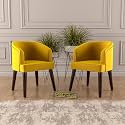 Velvet Dining Chairs with Cushions, Set of 2, for Living Room and Office (Yellow, Set of 2)
