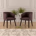 Velvet Dining Chairs with Cushions, Set of 2, for Living Room and Office (Brown, Set of 2)