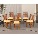 Wooden Dining Chairs Only | Dining Room Furniture with Cushions | Set of 6 | Study Chair with Cushion for Dining Honey