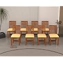 Wooden Dining Chairs Only | Wooden Dining Chairs | Dining Room Furniture with Cushions | Dining Chair Set of 8 | Study Chair with Cushion for Dining Honey