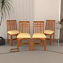 Wooden Dining Chairs Only | Wooden Dining Chairs | Dining Room Furniture with Cushions | Dining Chair Set of 4 | Study Chair with Cushion for Dining Honey