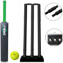 RSKON Full Size Cricket Set – Plastic Bat, Tennis Ball & Stumps (15+ Years) Cricket Kit