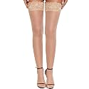 RSLOVE Women's Lace Top Thigh High Sheer Stockings Antiskid Silicone Ultra Shimmery Pantyhose