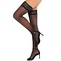 RSLOVE Women's Lace Top Thigh High Sheer Stockings Antiskid Silicone Ultra Shimmery Pantyhose