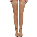 RSLOVE Women's Lace Top Thigh High Sheer Stockings Antiskid Silicone Ultra Shimmery Pantyhose