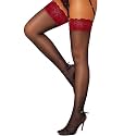 RSLOVE Women's Lace Top Thigh High Sheer Stockings Antiskid Silicone Ultra Shimmery Pantyhose