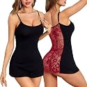RSLOVE Women Lingerie Babydoll Nightgowns, Lace Strappy Chemise Dress
