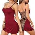 RSLOVE Women Lingerie Babydoll Nightgowns, Lace Strappy Chemise Dress