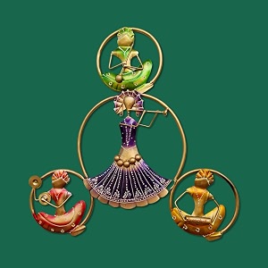rsn metal decorative beautiful colorful 4 musicians dolls wall art for living roombedroom decor multicolor 28x22